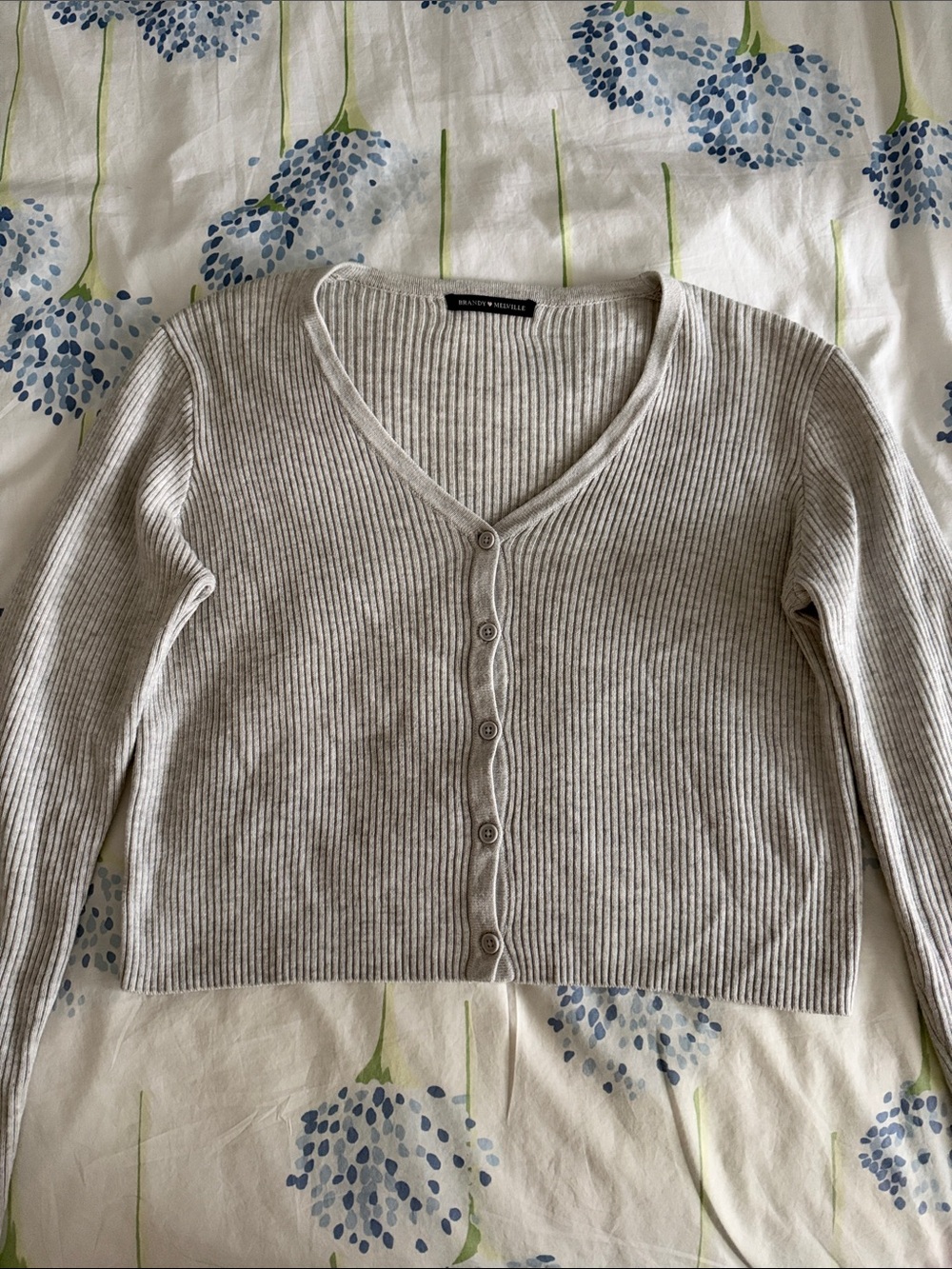 Ribbed Brandy Melville grey long sleeve cardigan